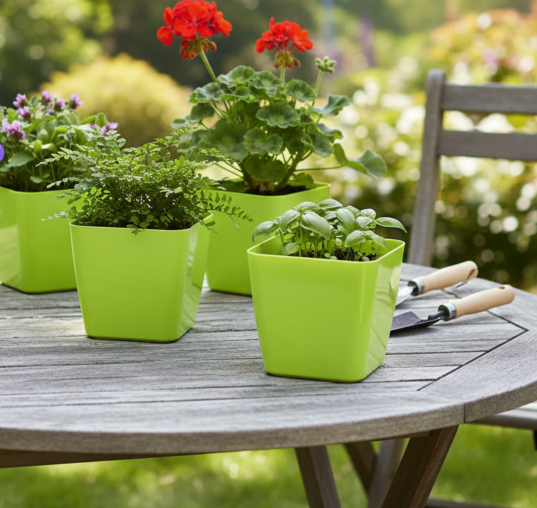 Flower Pots Square Shape For Indoor-outdoor Gardening