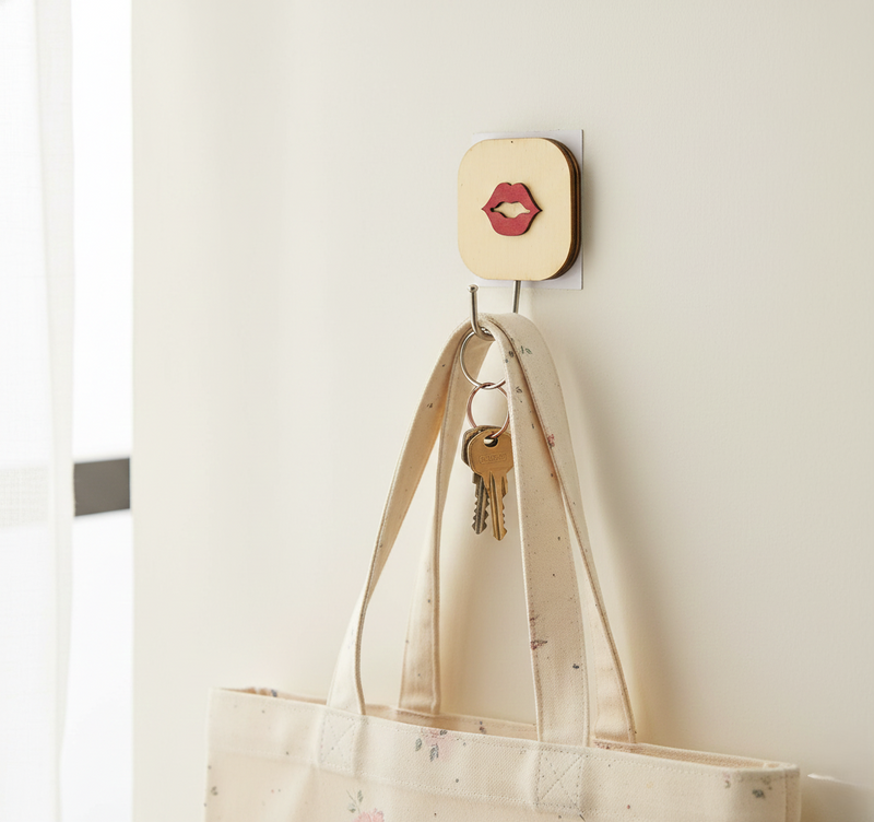 Wooden Cartoon Wall Hook , Adhesive Wall-Mounted Hook (1 Pc)