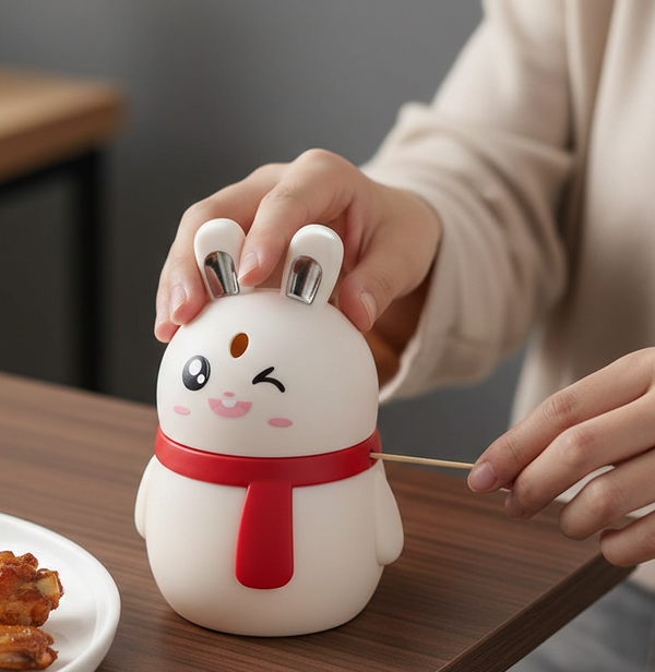 Rabbit Shape Toothpick Dispenser, Press-Style Automatic Holder