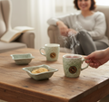Festo Ceramic Tea & Coffee Mug Set with Snack Bowl