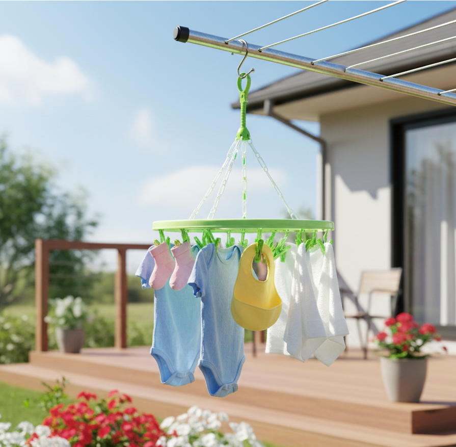 Plastic Round Cloth Drying Hanger ( 15 Clips )