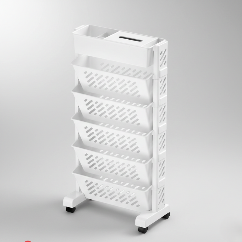 Movable Bookshelf Large Capacity Rotatable Plastic Rolling Organization Shelf  Rack