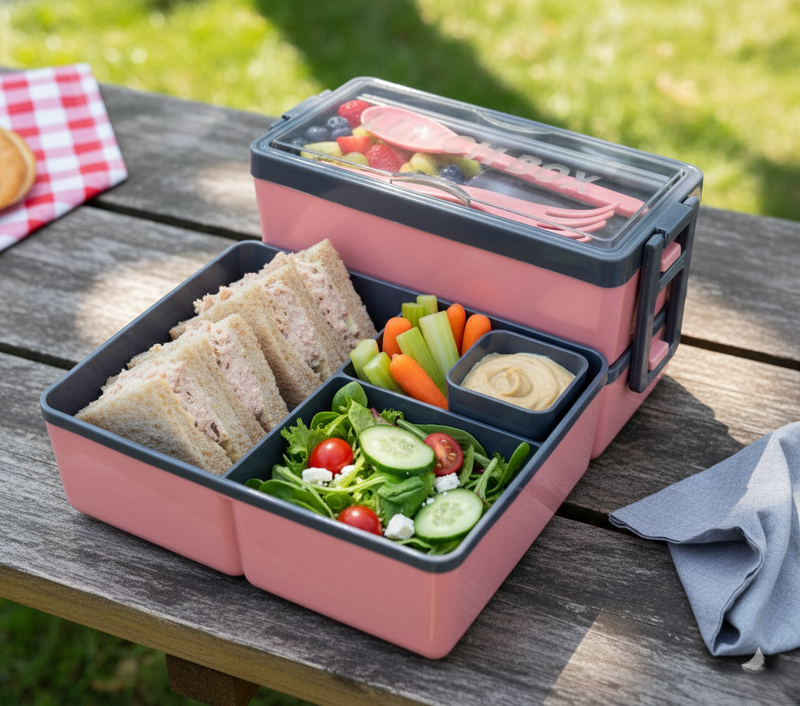 Plastic 3 Layer Lunch Box with 3 Compartments