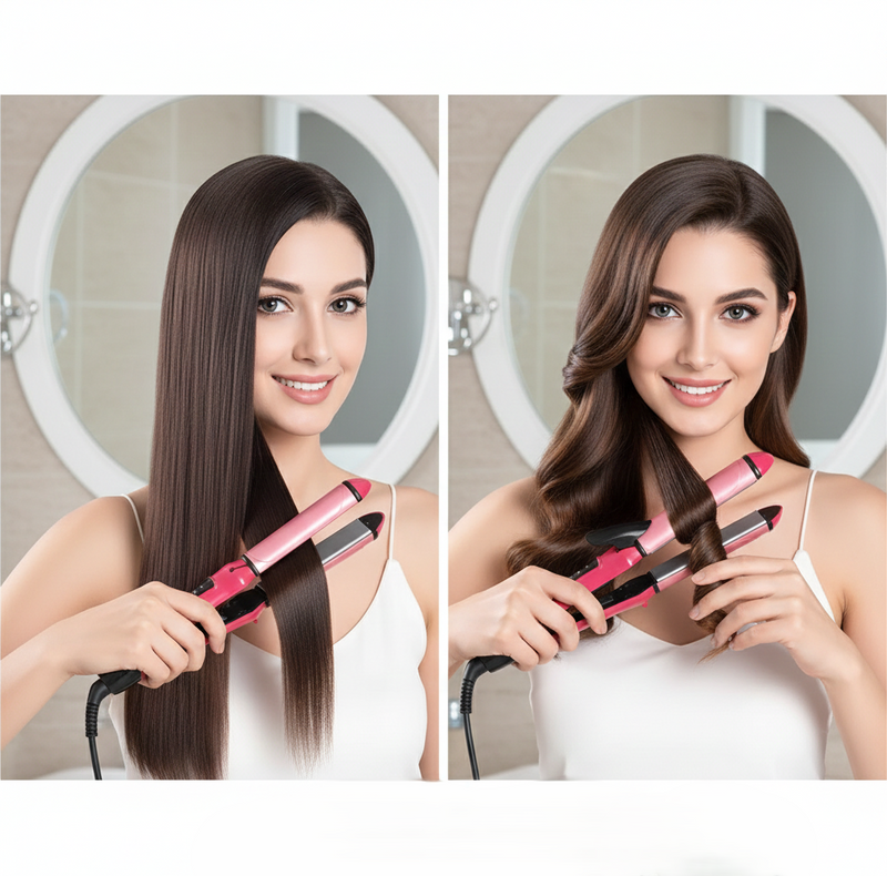 2 In 1 Hair Straightener And Curler Machine For Women (Curl & Straight Hair Iron