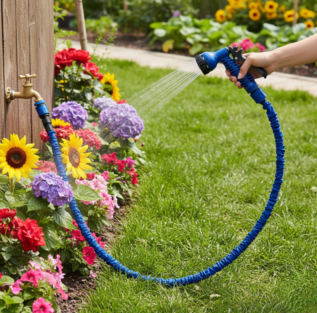 Expandable Magic Garden Hose with Spray Gun