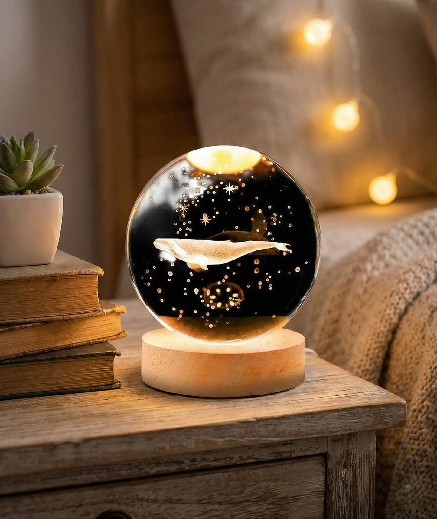 Fish 3d Crystal Ball Lamps With Base (1 Pc) Wukusy