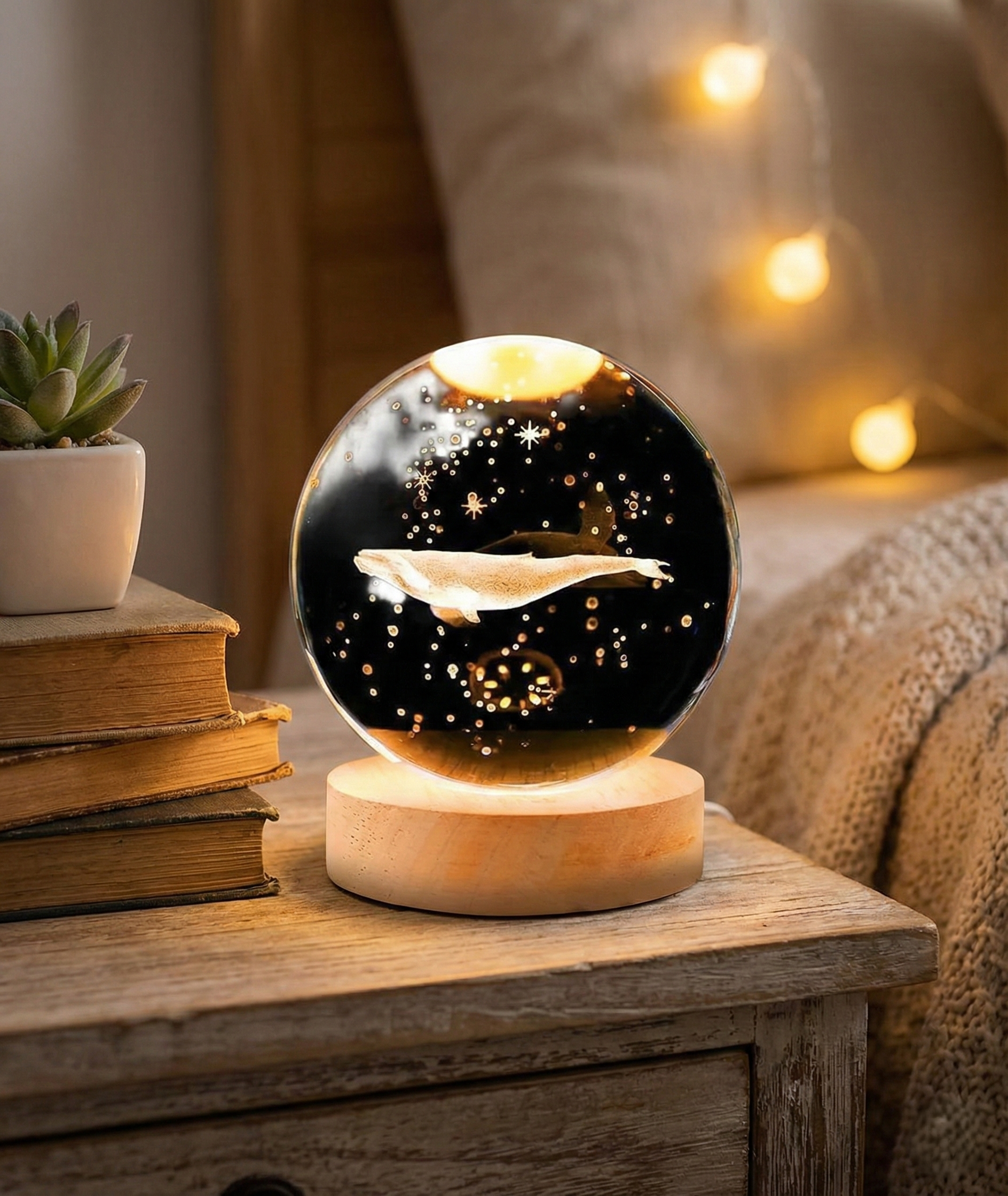 Fish 3d Crystal Ball Lamps With Base (1 Pc) Wukusy