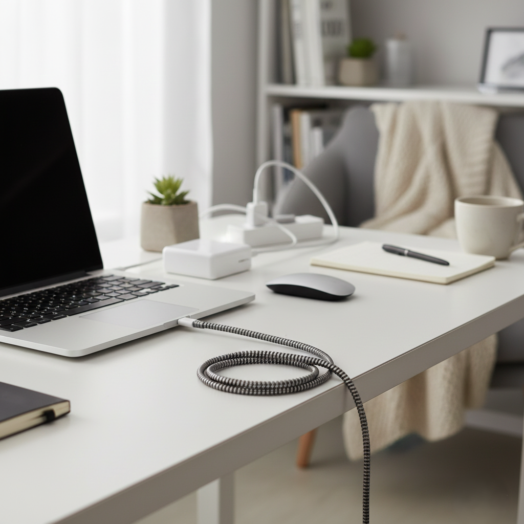Spiral Wire Protector - Metallic Cable Sleeve for Mac Charger