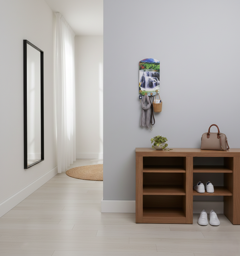 Decorative Wooden Vertical Scenery with Hooks Wukusy