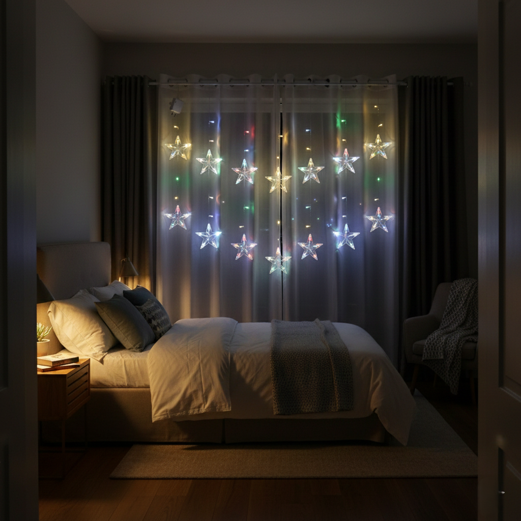 12 Stars LED Curtain String Lights Wukusy