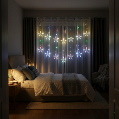 12 Stars LED Curtain String Lights Wukusy