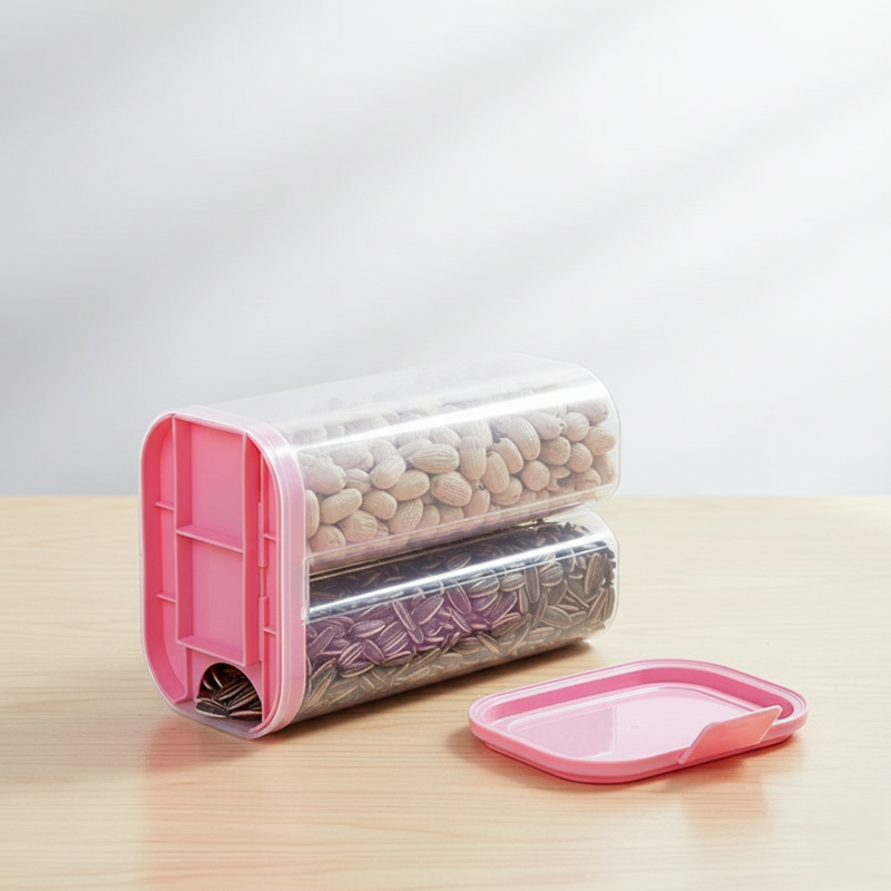 Plastic Airtight Food Grain Storage Container (2 Sections)