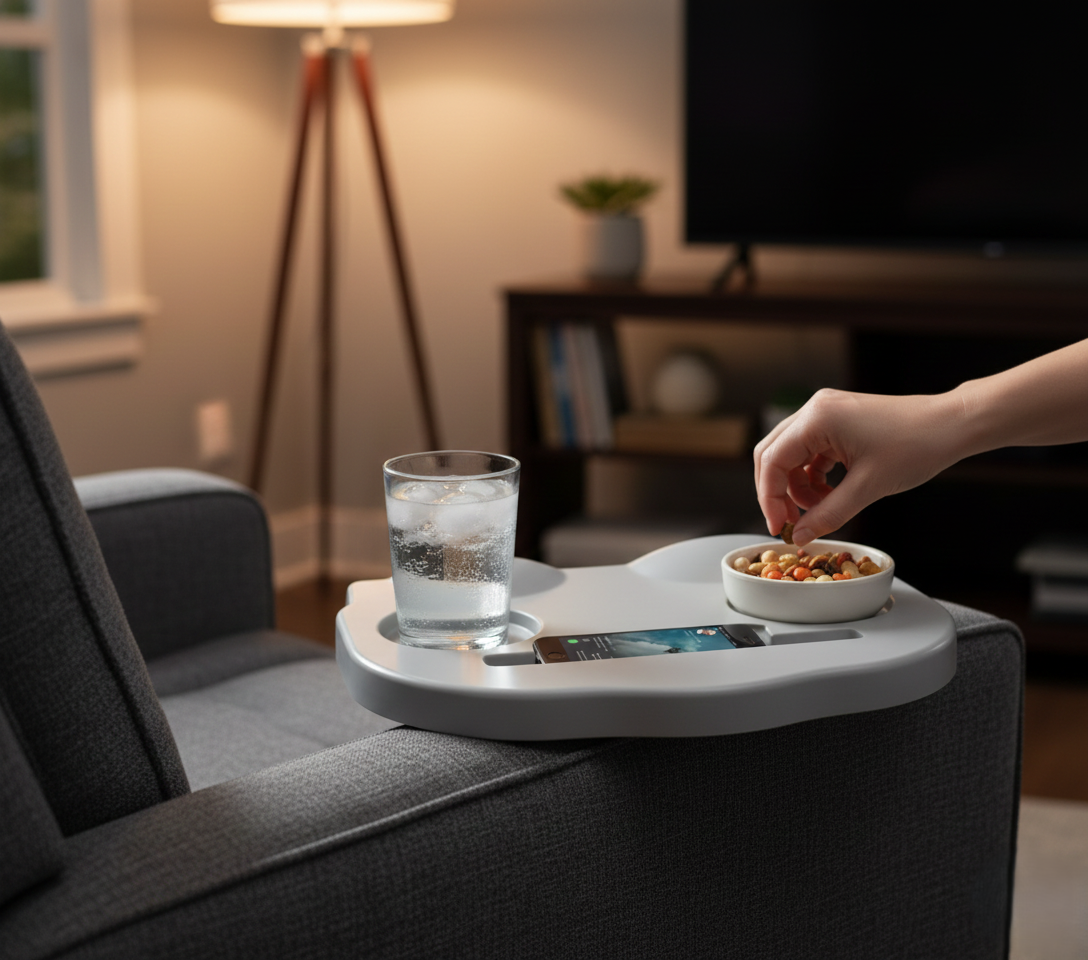 Snack Caddy Tray with Cup Holder