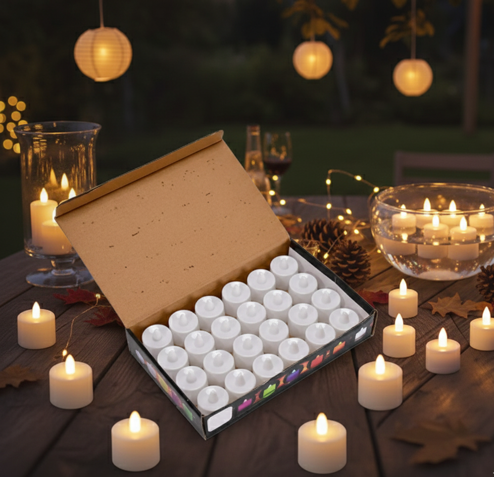 Flameless LED Tealights Smokeless Plastic Decorative Candles (Pack Of 24)
