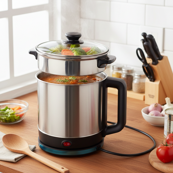 Soup Pot With Lid Stainless Steel Multi Cooker Kettle (800w  2.5 Ltr.)