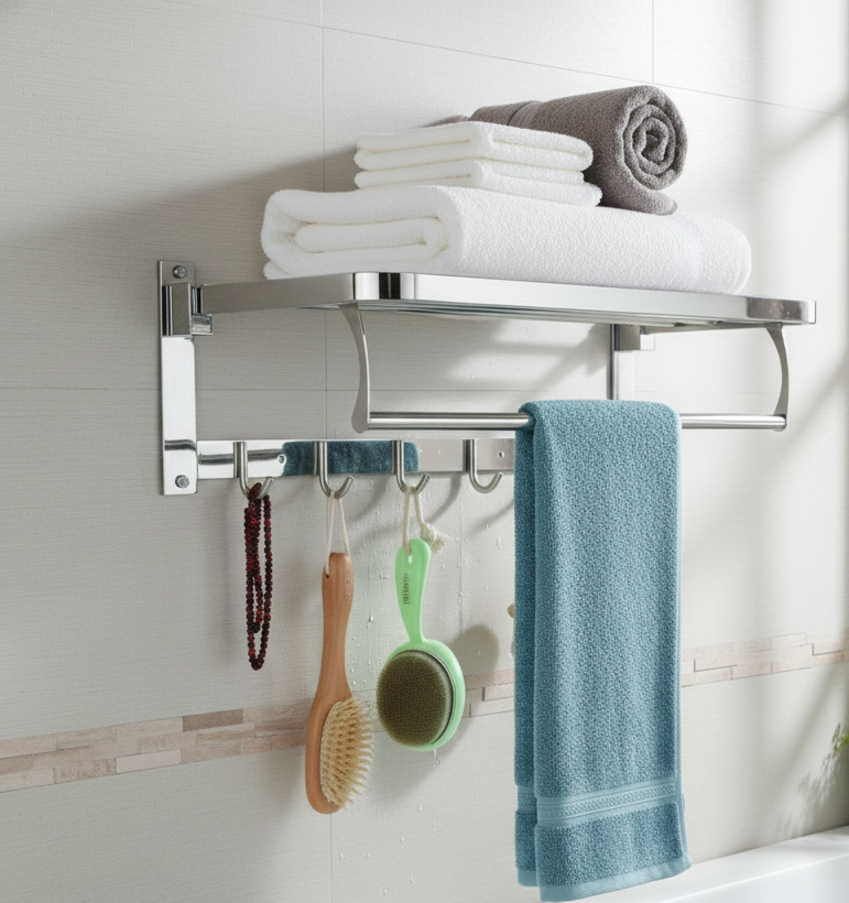 Stainless Steel Folding Towel Rack & Bar