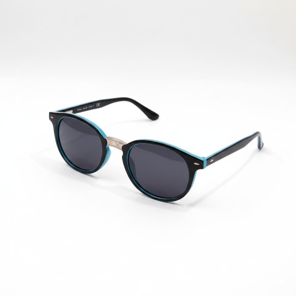 Sky-Blue UV Protected Round Sunglasses