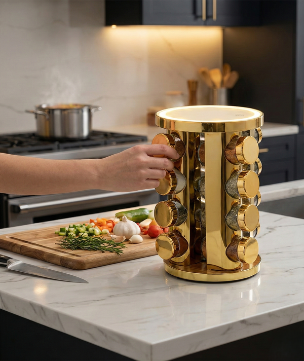 LED Rotating Spice Rack Organizer