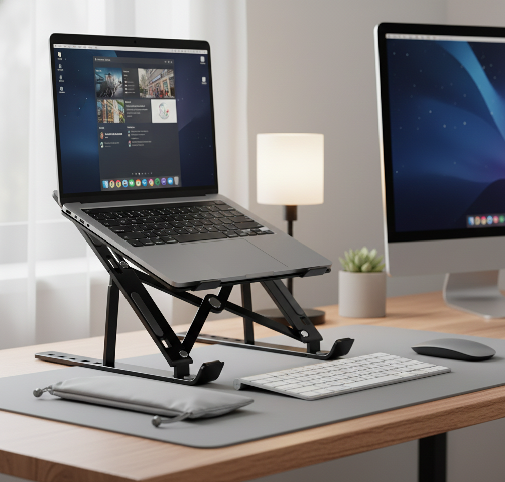 Adjustable Laptop Stand Holder With Built-in Foldable Legs And High Quality Fibre