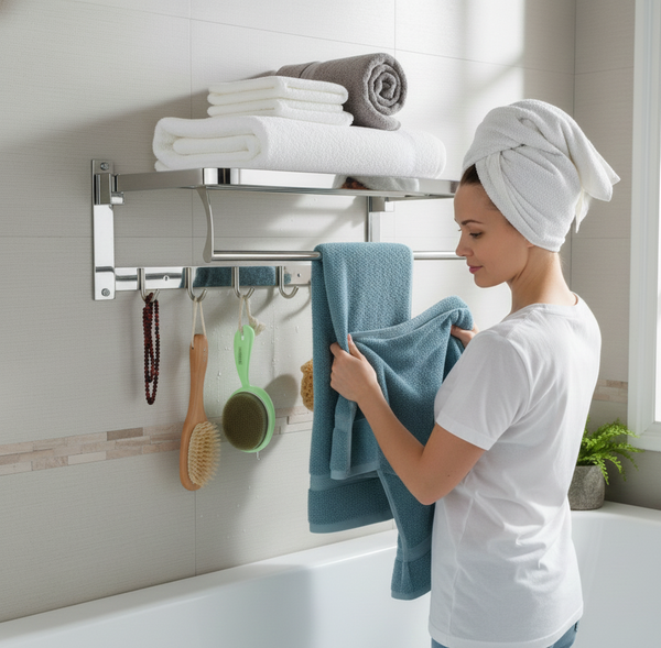 Stainless Steel Folding Towel Rack & Bar