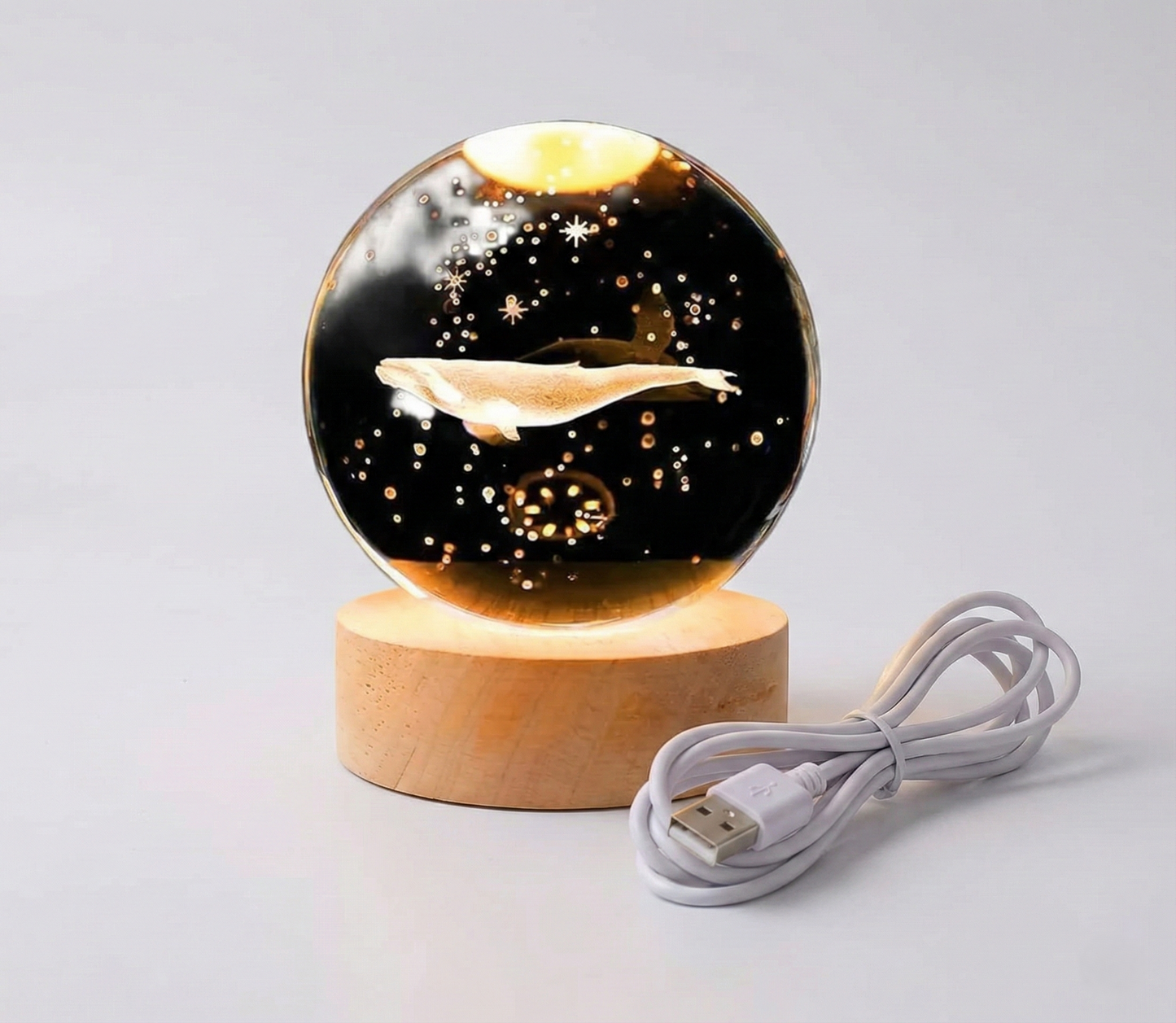 Fish 3d Crystal Ball Lamps With Base (1 Pc) Wukusy