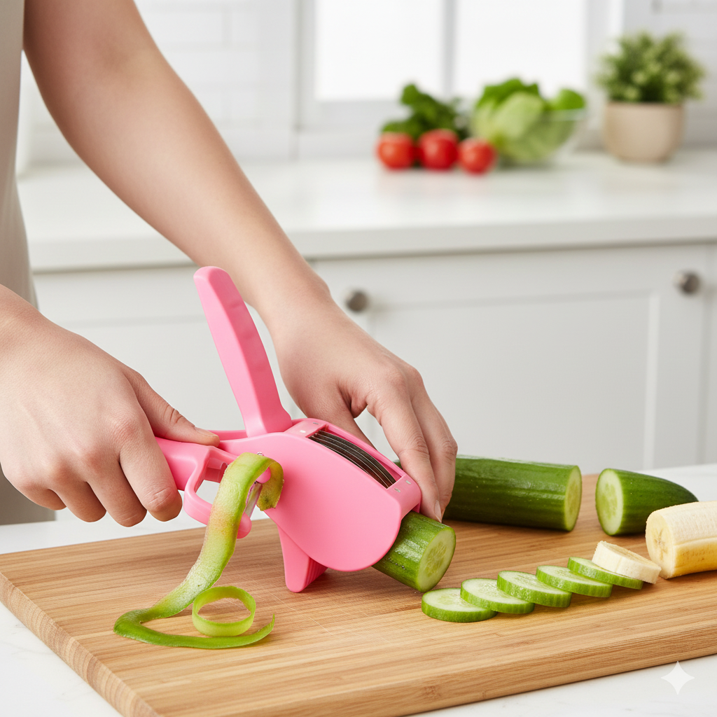 2 in 1 Vegetable & Fruit Multi Cutter with 5 Blades and Peeler