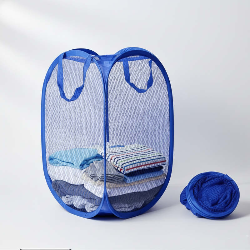 Foldable Collapsible Mesh Laundry Bag Pack Of 1 (Mix Color)