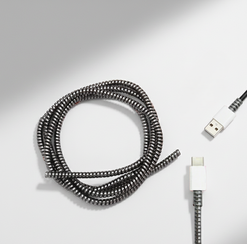 Spiral Wire Protector - Metallic Cable Sleeve for Mac Charger