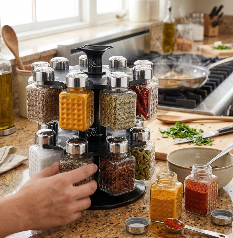16 Jar Revolving Spice Rack Set Wukusy