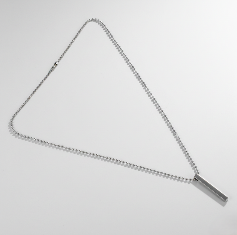 Plain Stick Shape Stainless Steel Locket with Chain