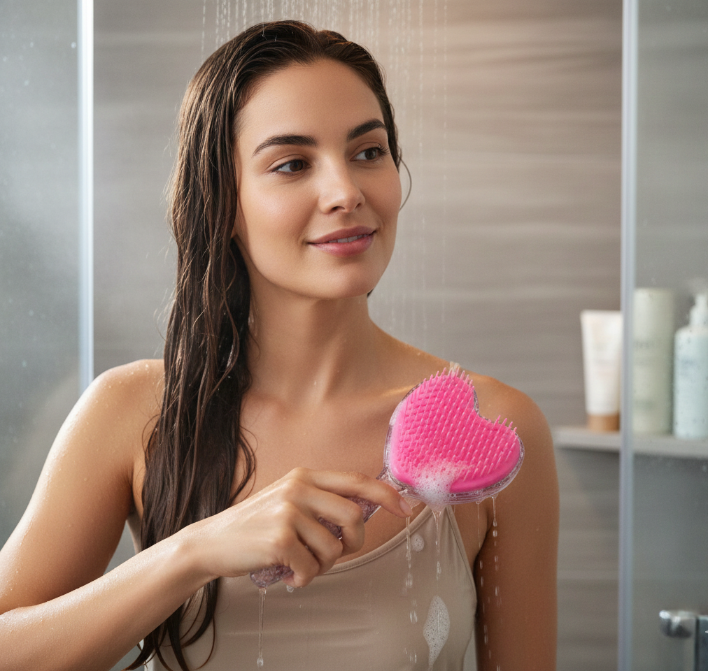 Heart Shape Hair Brush Massage Shower Comb (1 Pc)
