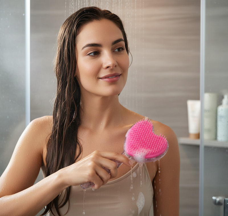Heart Shape Hair Brush Massage Shower Comb (1 Pc)