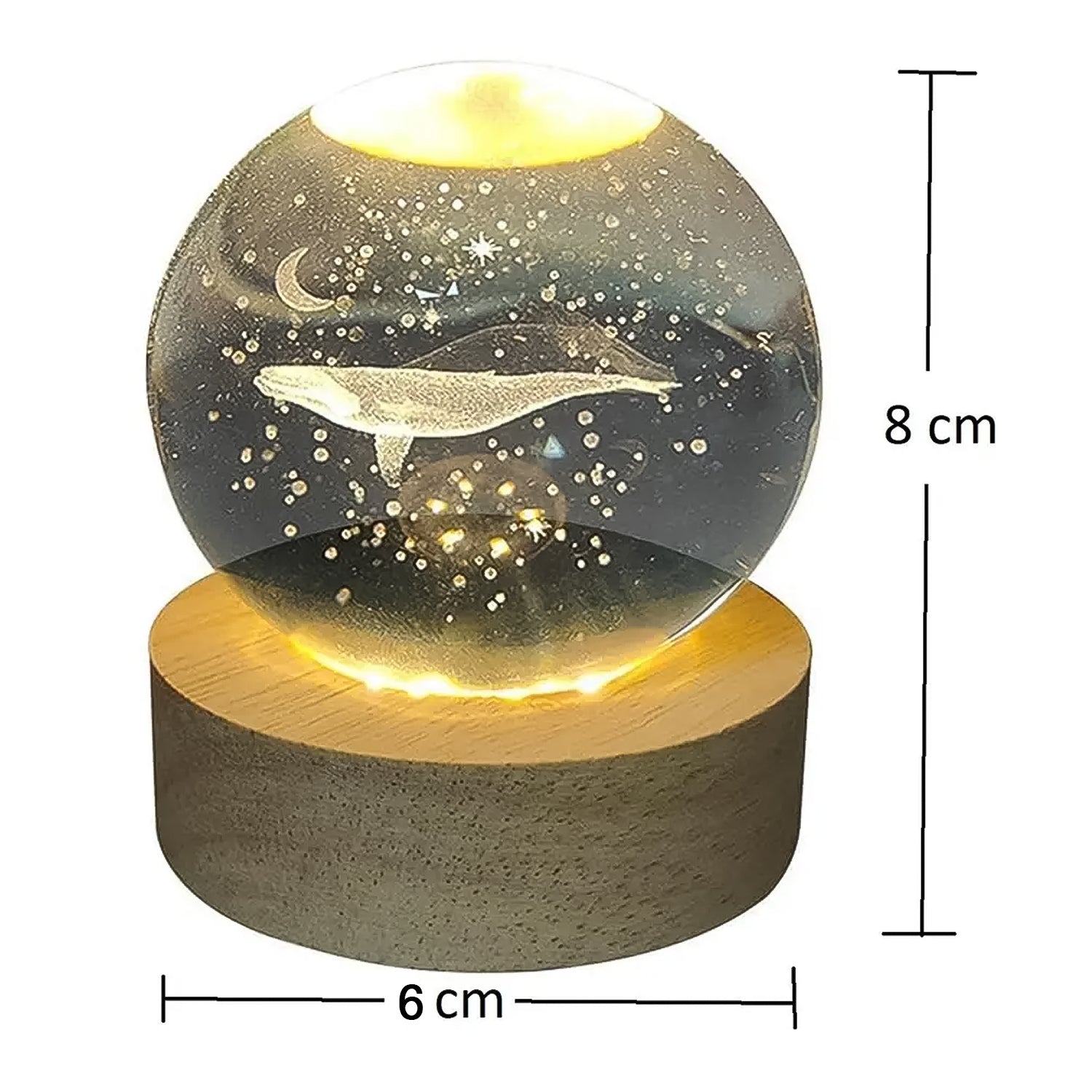 Fish 3d Crystal Ball Lamps With Base (1 Pc) Wukusy