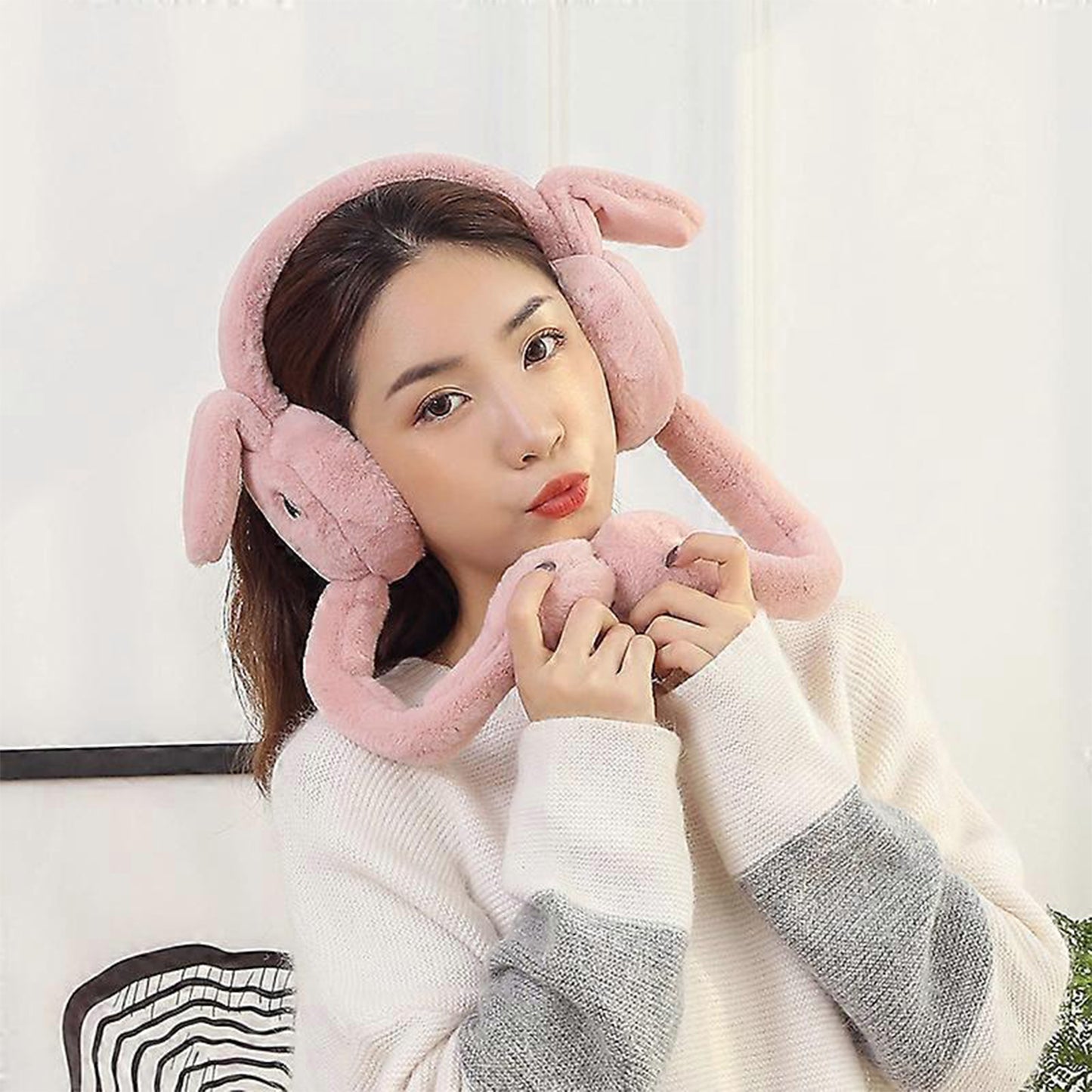 Cute Jumping Rabbit Ear Plush Winter Earmuffs