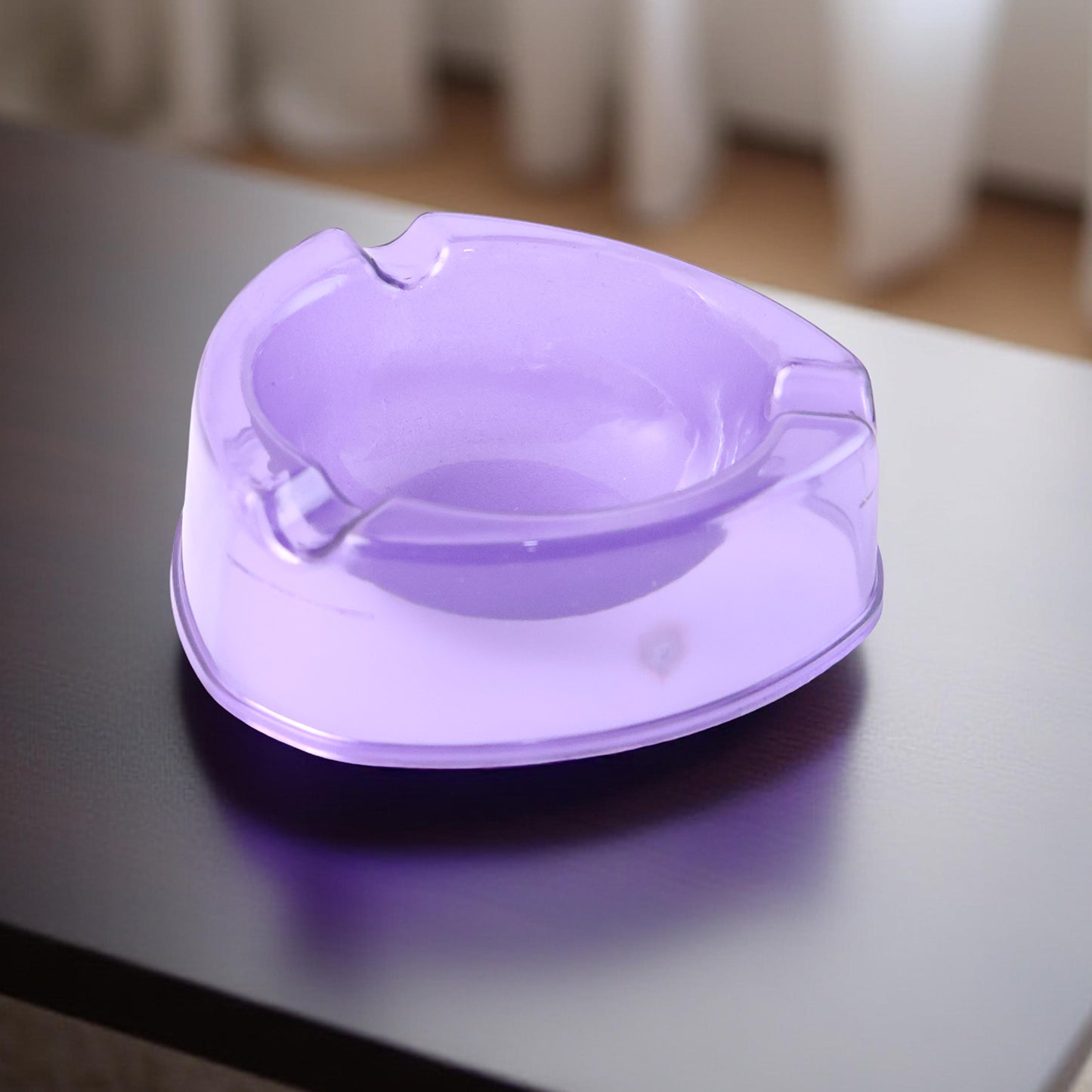 Transparent Purple Plastic Ashtray – Stylish, Unbreakable &amp; Heat-Resistan