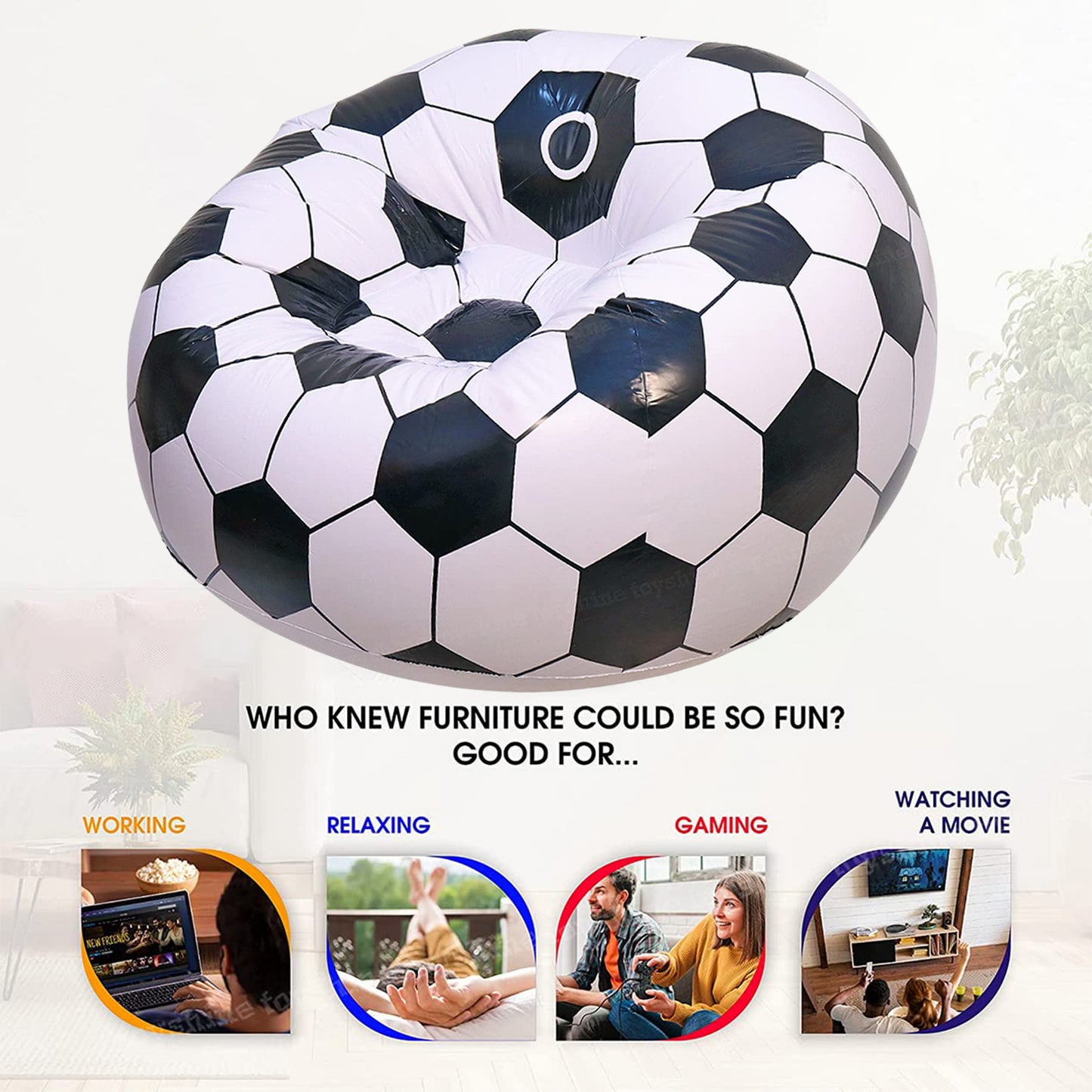 Foldable Sofa Cartoon Style Inflatable Folding Chair Ball Chair Inflatable Sofa For Adults Kids Size (110cm X 80cm) Wukusy