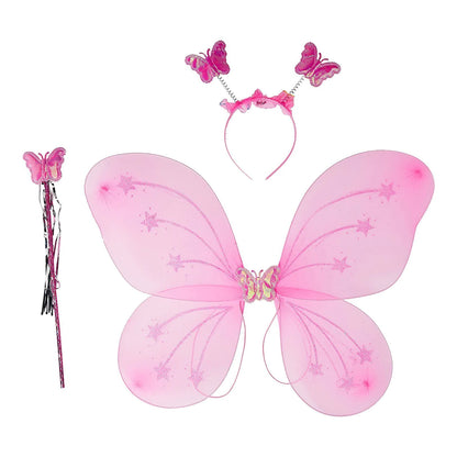 Baby Girls Fairy Butterfly Wings Costume with Wand & Hairband