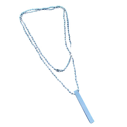 Plain Stick Shape Stainless Steel Locket with Chain