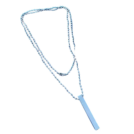 Plain Stick Shape Stainless Steel Locket with Chain