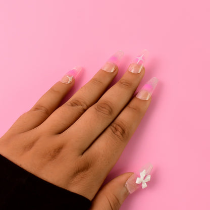 12-Piece Reusable Press-On Artificial Nails Set – Mix Design with Adhesive Stickers