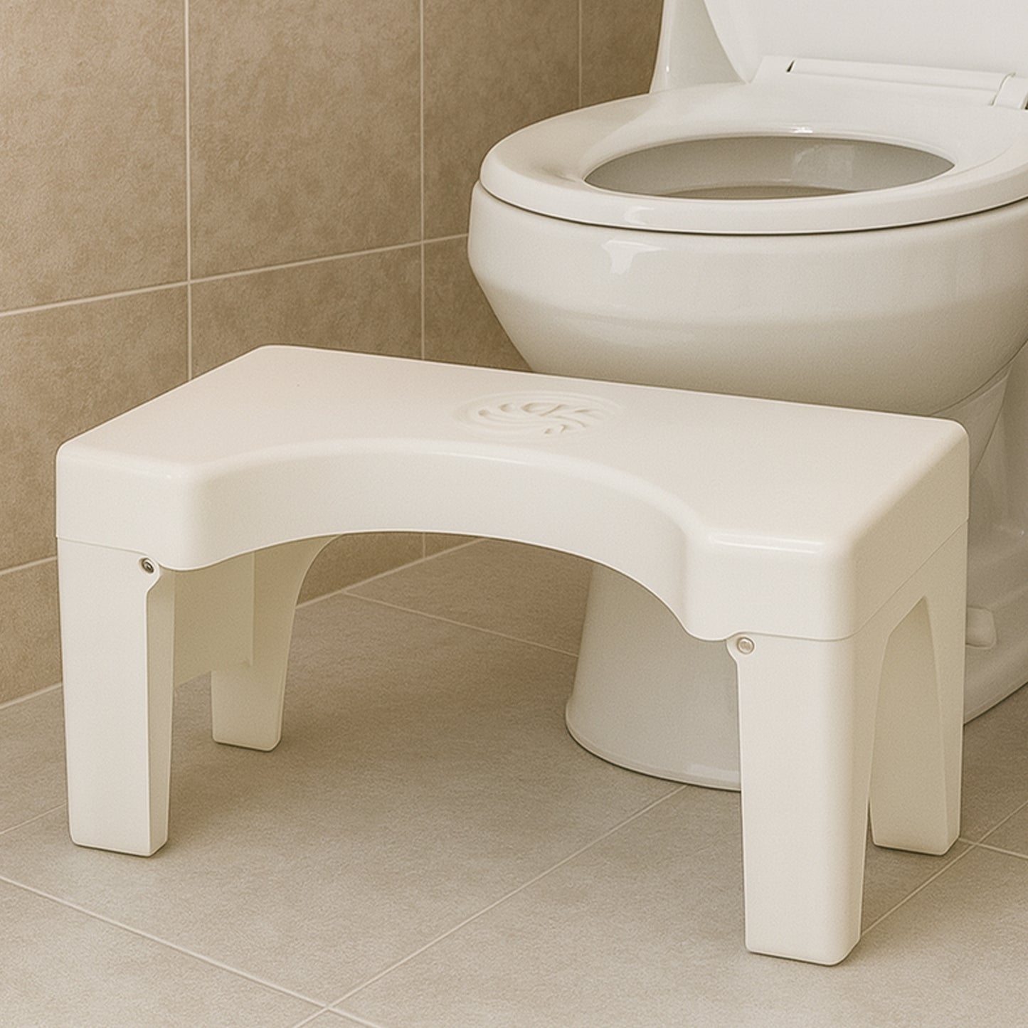 6005a Plastic Non-slip Folding Toilet Squat Stool - White Color Wukusy
