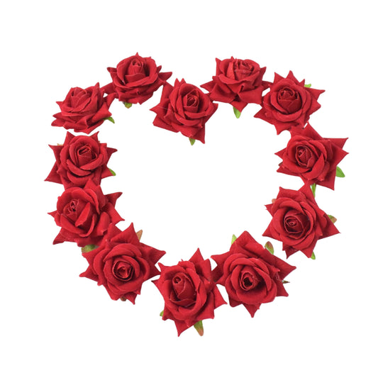 Flower Rose Hair Pin  Clip Velvet Flower Design (12 Pcs Set) Wukusy