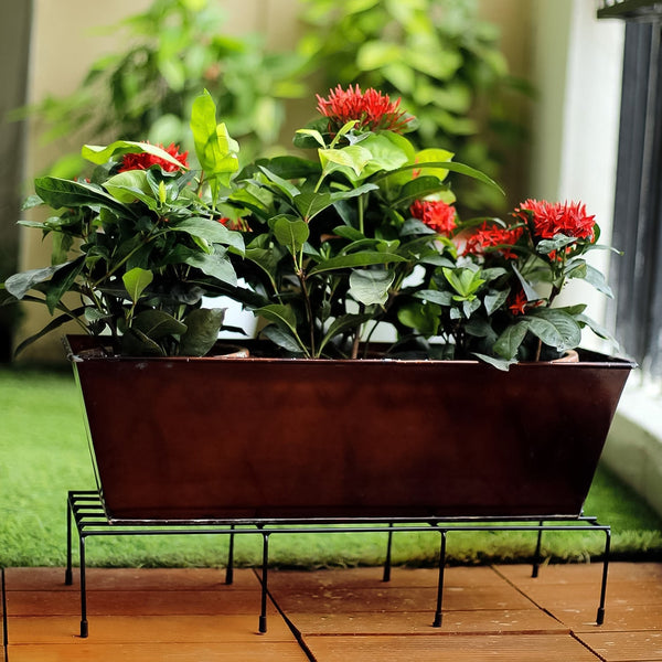 Metal Rectangle Flower Plant Stand For Balcony (6020 Cm,  2 Pc Set) Wukusy