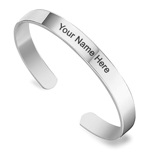 Personalized Silver Kada Bracelet