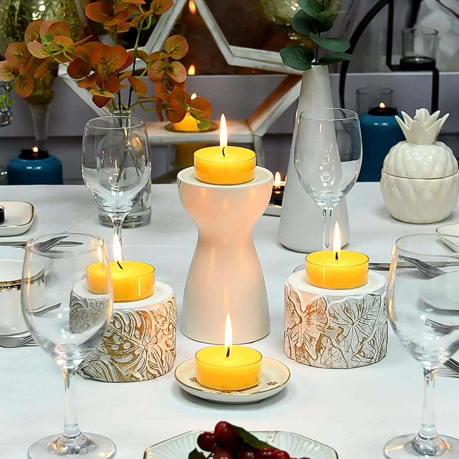 Tealight Diwali Candles For Home Decoration Smokeless Candles For Decorations Long Burning For Mood Dinners Parities Home Decoration Wedding Candle (1 Pc) Wukusy