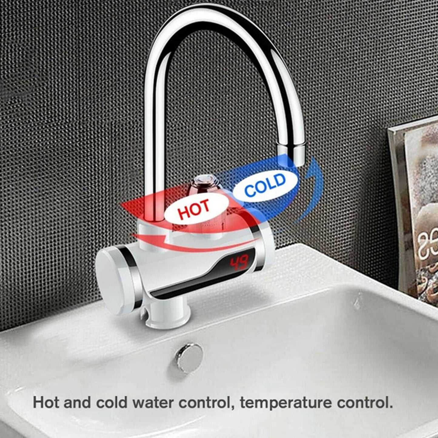 1597 Stainless Steel Led Digital Display Instant Heating Electric Water Heater Faucet Tap Wukusy