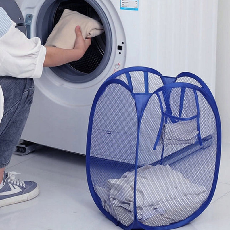 Foldable Collapsible Mesh Laundry Bag Pack Of 1 (Mix Color) Wukusy