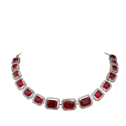 Elegant Mixed Color Diamond Necklace & Earrings Set