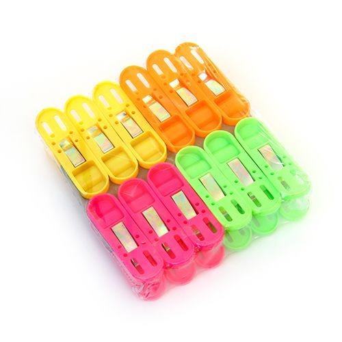 1368 Cloth Drying Non-slip Light Plastic Clips  (Multicolour) (Pack Of 12) Wukusy