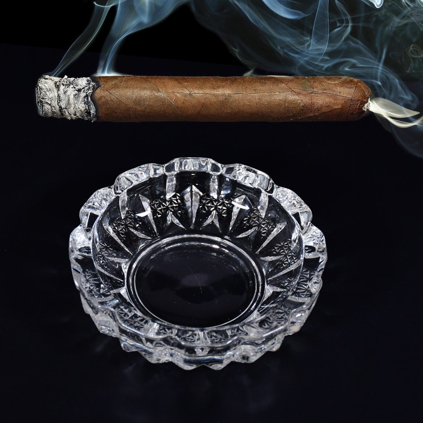 4066 Paricutin Glass Crystal Quality Cigar Cigarette Ashtray Round Tabletop For Home Office Indoor Outdoor Home Decor Wukusy